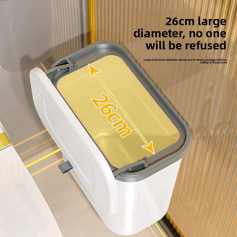 Wall-mounted Trash Can for Household Toilets and Kitchens. Hangable Model. Easy To Clean. Toilet Room Model. Garbage Can with Lid.