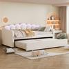 Day Bed 90x200cm with Extendable Bed Sofa Single Flat (without Mattress) Velvet Color-Changing Ambient Light Remote Control Minimalist