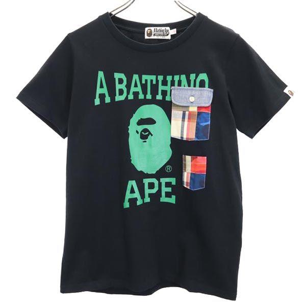 

A BATHING APE Logo print Short sleeve T-shirt XS black Women Used