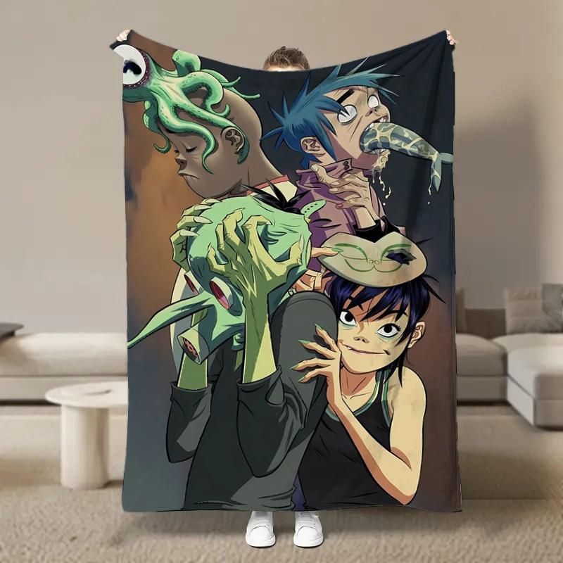 Wirtualny Zespół Rockowy Anime G-Gorillaz Miękkie Kocyki, Koc Grzewczy Komfortowy Koc na Piknik Łóżka Kanapę Domowy Sypialnia