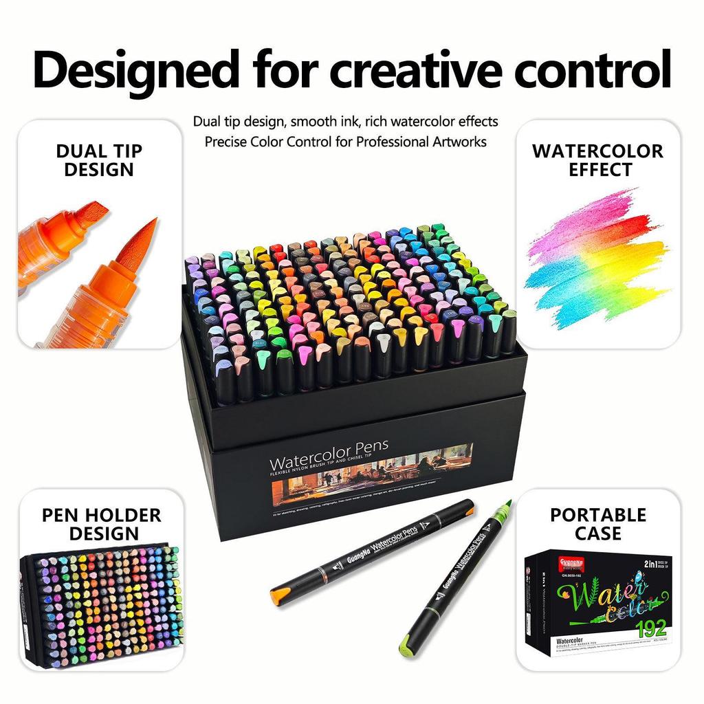 Wide Range 8650 Double-Ended Soft Oblique Tip Waterproof Watercolor Markers for Art Students and Graffiti.