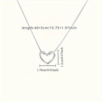 Silver Hollow Heart Necklace - Versatile Collarbone Chain, Ideal for Christmas, Valentine's Day, or Anniversary Gifts.