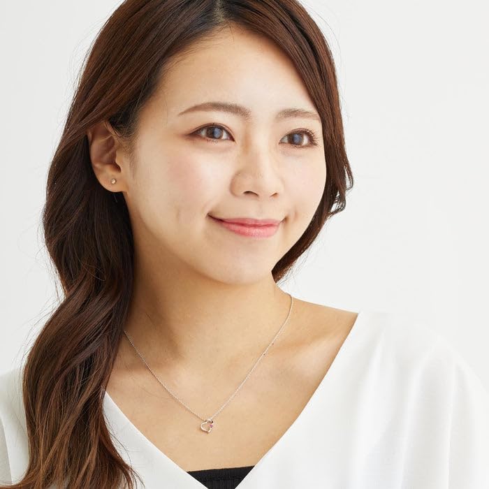 Natural Diamond Heart Necklace for Teddy Bear Plush Toy January Birthstone Pearl White Bear [Sears] Women, Set, Garnet,