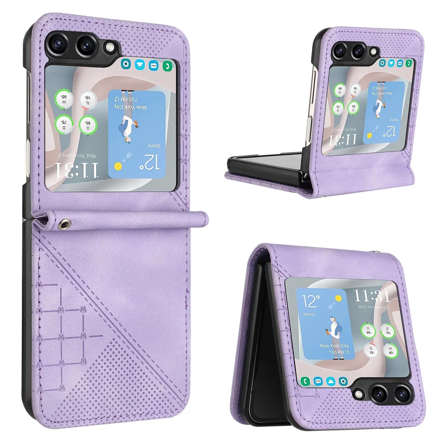 Lederen polsband met vlinder telefoonhoesje voor Samsung Galaxy Z Flip 6 5 4 3 Schokbestendige beschermende lichtgewicht hoes Galaxy Z Flip3