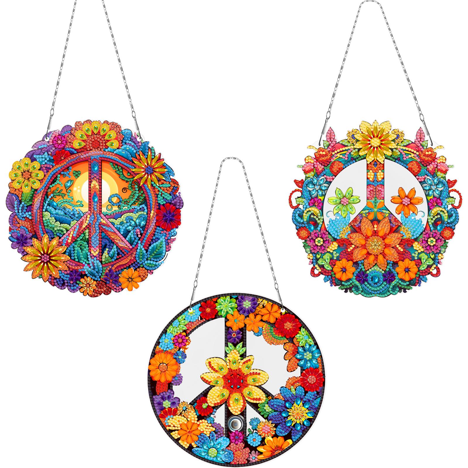 

Sunrise Peacock Girl Rhinestone Diamond Art Pendants Diamond Painting Ornaments Diamond Painting Hanging Pendant for Art Crafts