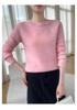 Women's Thickened Cashmere Wool Sweater - Round Neck, Flat Saddle Shoulder Knit Base Layer for Autumn & Winter
