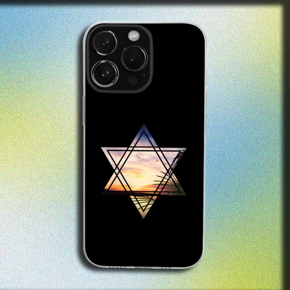 Davidova židovská hvězda Symbol Kryt na telefon Pro iPhone 16,15,14,13,12,11 Plus,Pro,Max,XR,XS,X,Plus,SE,Mini Průhledný měkký kryt