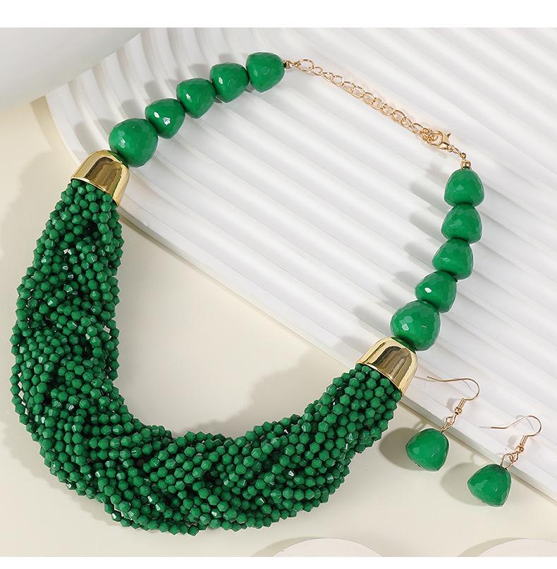 Bohemian Multi-Layer Beaded Necklace Set: Cross Weave & Retro Ethnic Style for Women