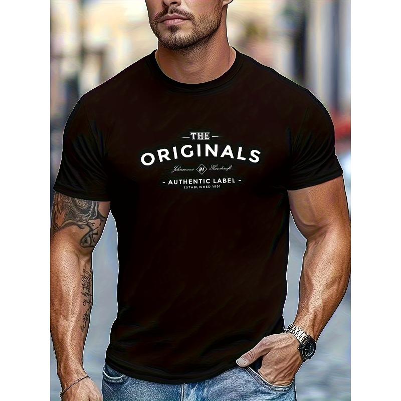 

European sizes Men S Graphic Tee with Lettering - Breathable Summer Short Sleeves Cool Design Casual Everyday Shirt for Men 4XL чорний