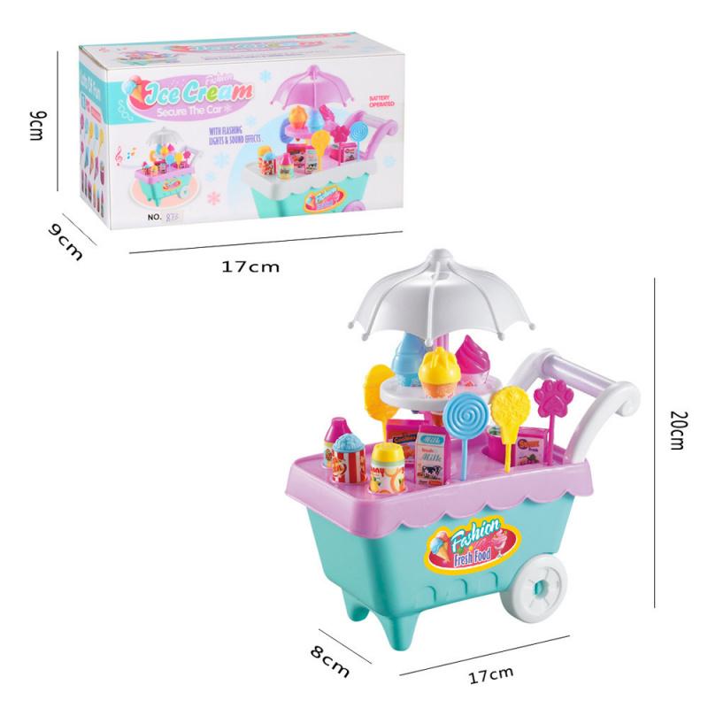 Magic Ice Cream Cart Toy for Girls DIY Candy Maker Playset Mini Handcart Perfect for Halloween Christmas Role Play Home Party