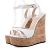 Eilyken Designer Wood Grain Platform Wedges Women Sandals Gladiator High Heels Ankle Buckle Strap Summer Ladies Open Toe Shoes
