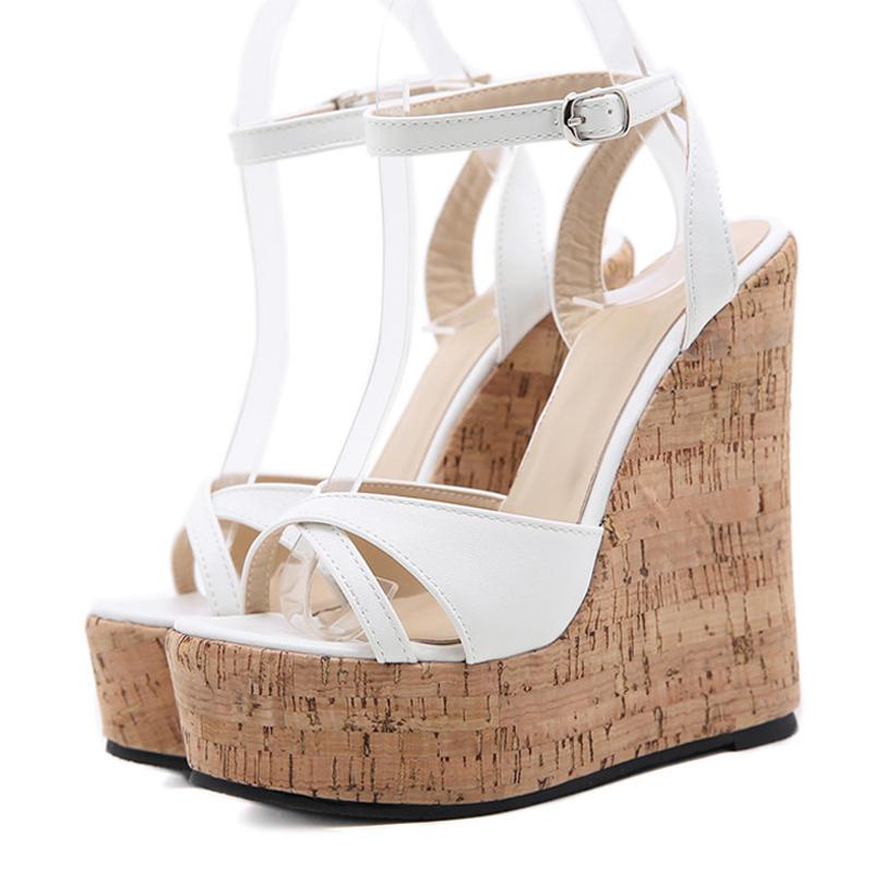 Eilyken Designer Wood Grain Platform Wedges Women Sandals Gladiator High Heels Ankle Buckle Strap Summer Ladies Open Toe Shoes