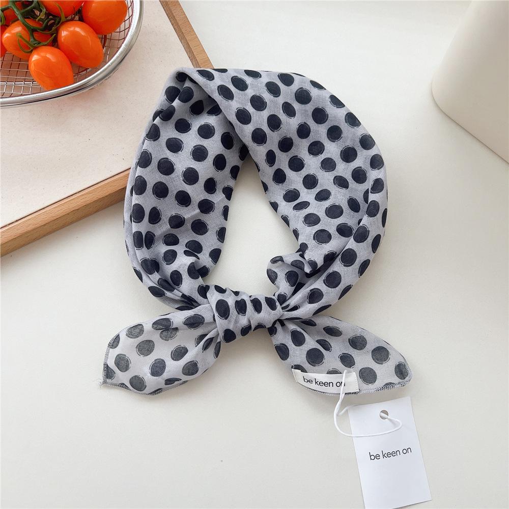 55 Polka Dot Silk Scarf: Spring Summer Korean Fashion Headscarf & Decorative Hairband for Women