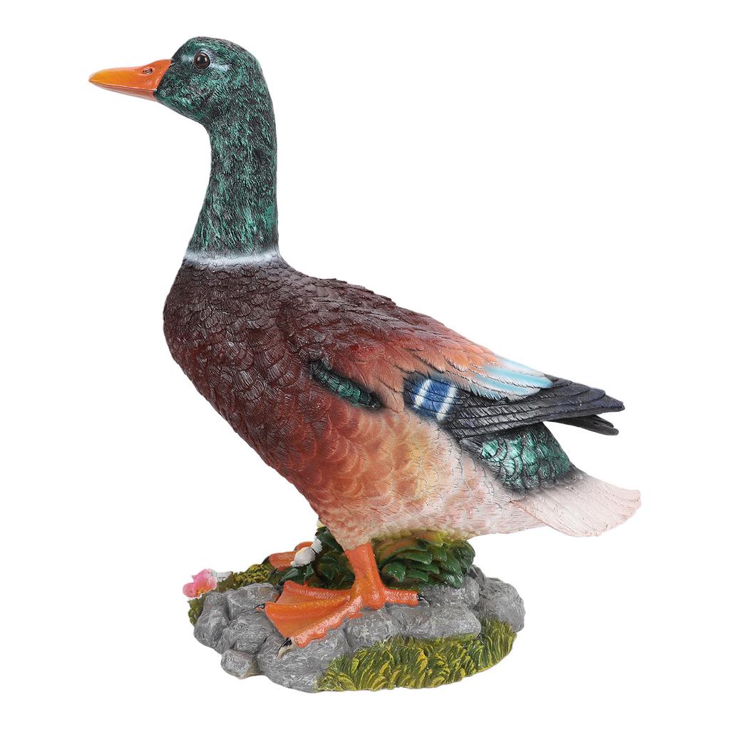Mallard Duck Garden Ornament Hand Painted Resin Green Head Duck Figurine for Outdoor Lawn Yard Decoration