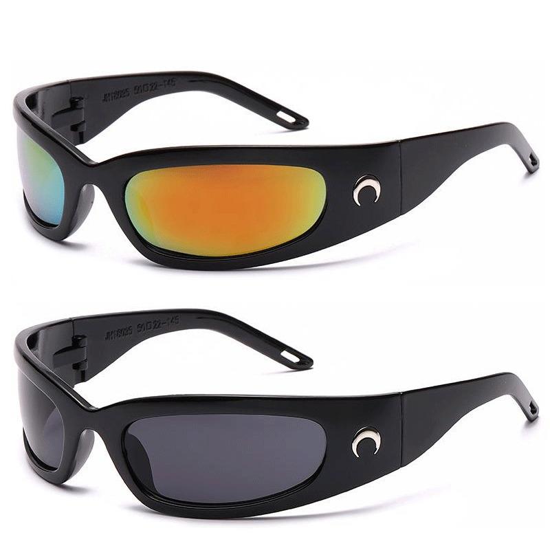 1/2pcs Trendy Designed Moon Rectangular Sunglasses Women Men Outdoor Cycling Sports Sunglass Vintage Hip Hop Punk Sun Glasses