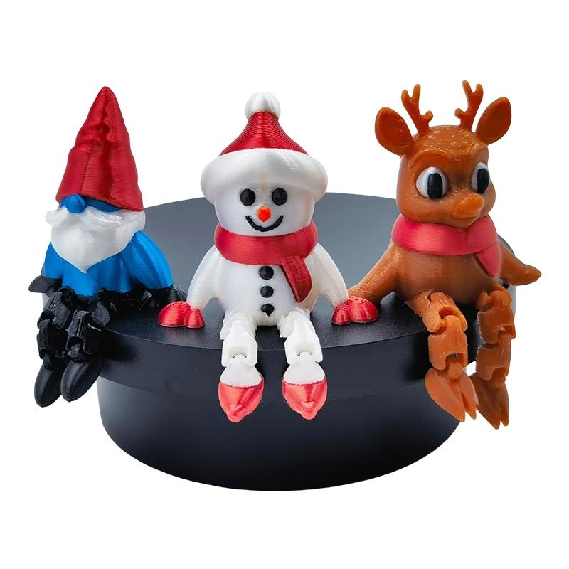 3D Printed Christmas Tree Movable Santa Claus Snowman Desktop Ornament New Year Christmas Decorations Crafts Children Gift