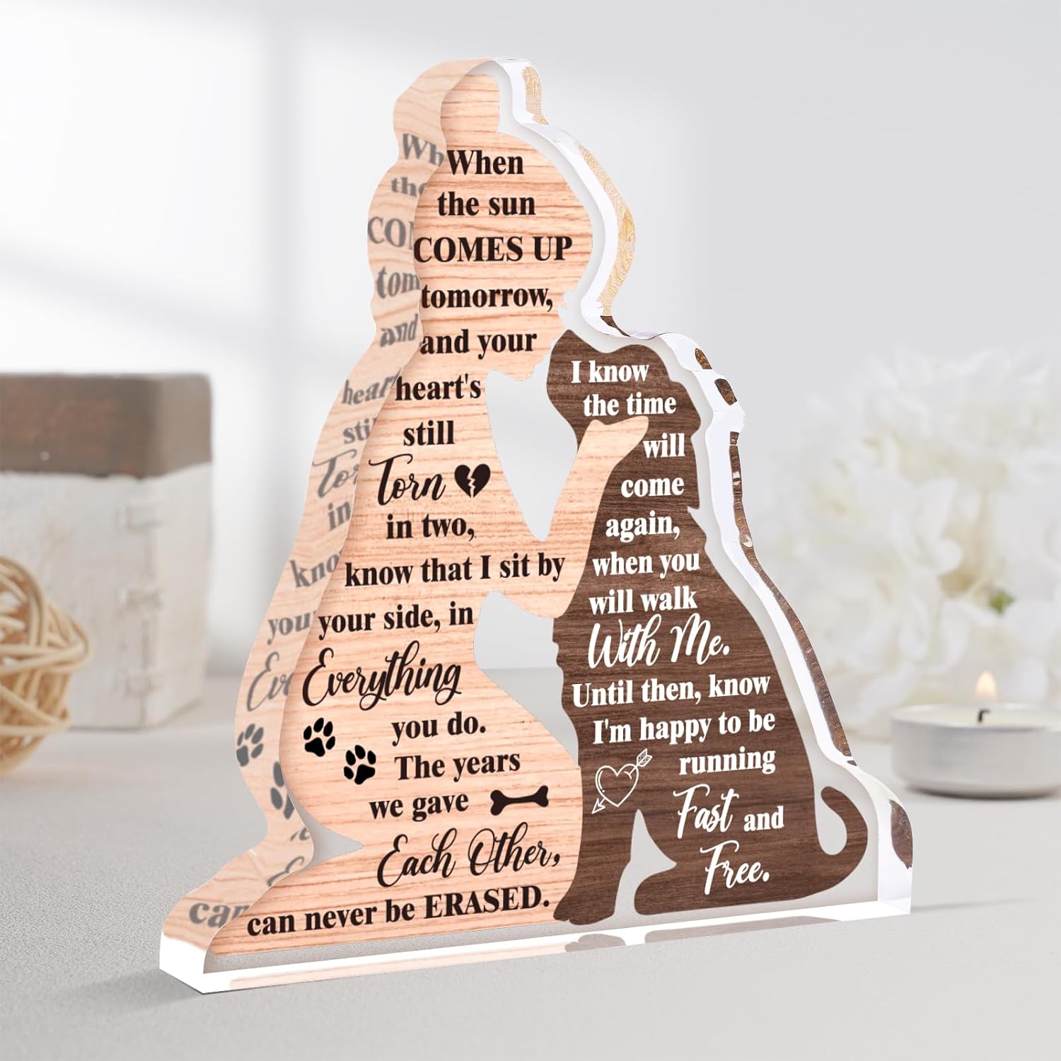 Dog Memorial Gifts for Loss of Dog, Loss of Dogs Sympathy Gift, In Memory Of Puppy, Acrylic Plaque Pet Passing Away Keepsake for Grieving Pet Owners