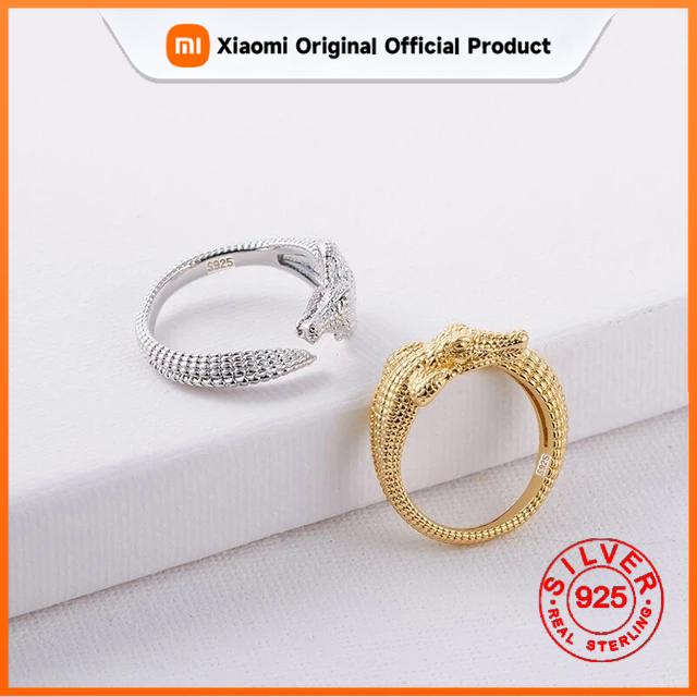 Xiaomi BF CLUB Silver Color Gold Dragon Lines Ring For Women Fine Jewelry Finger Adjustable Open Vintage Ring For Party Birthday Gift