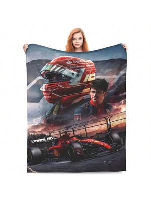 Coperta in Flanella Ispirata al Pilota di Formula 1 Charles Leclerc di Monaco - Super Morbida, Calda Coperta da Divano e Letto, Lavabile in Lavatrice,