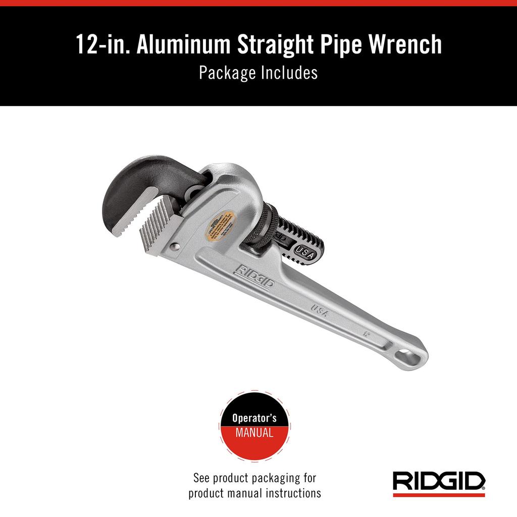 Rigid Aluminum Straight Pipe Wrench 300mm 812