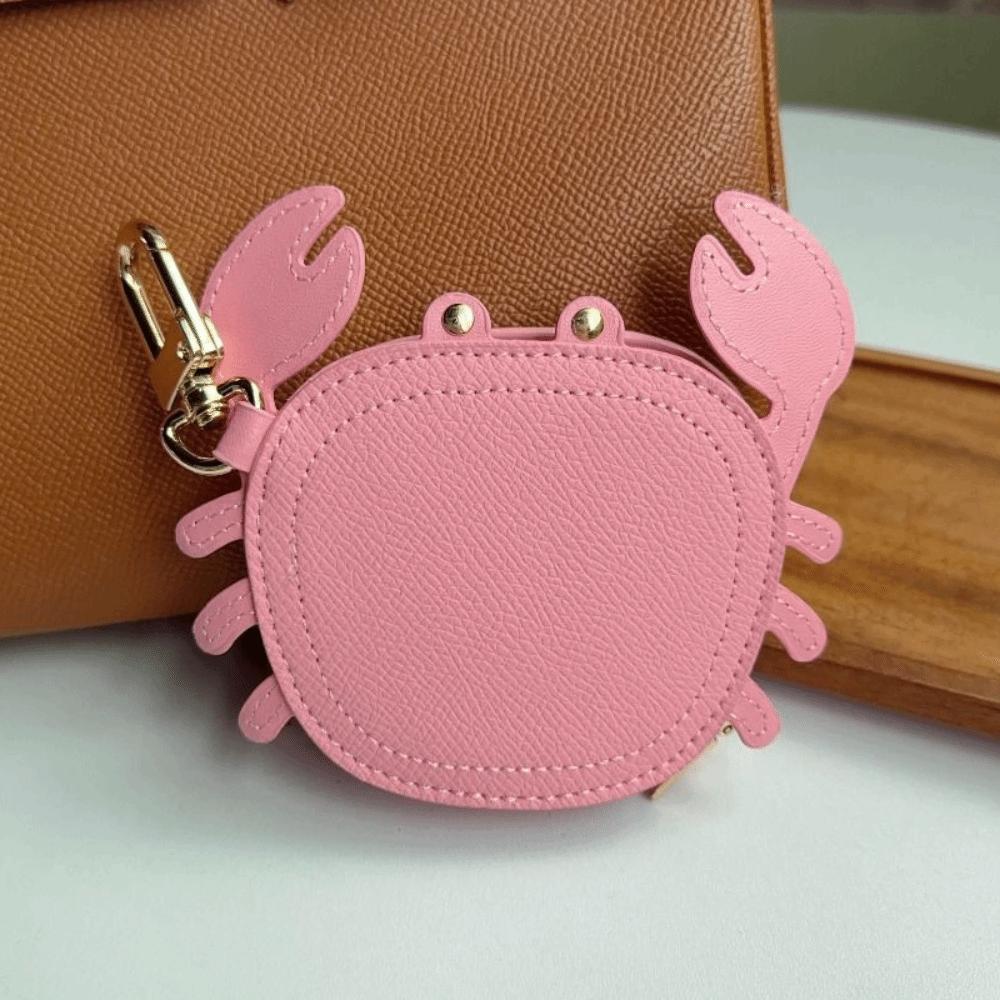 Cartoon Crab Coin Purse Keychain Zipper Small Purse Crab PU Leather Pendant Backpack Hanger Cute Earphone Bag Outdoor