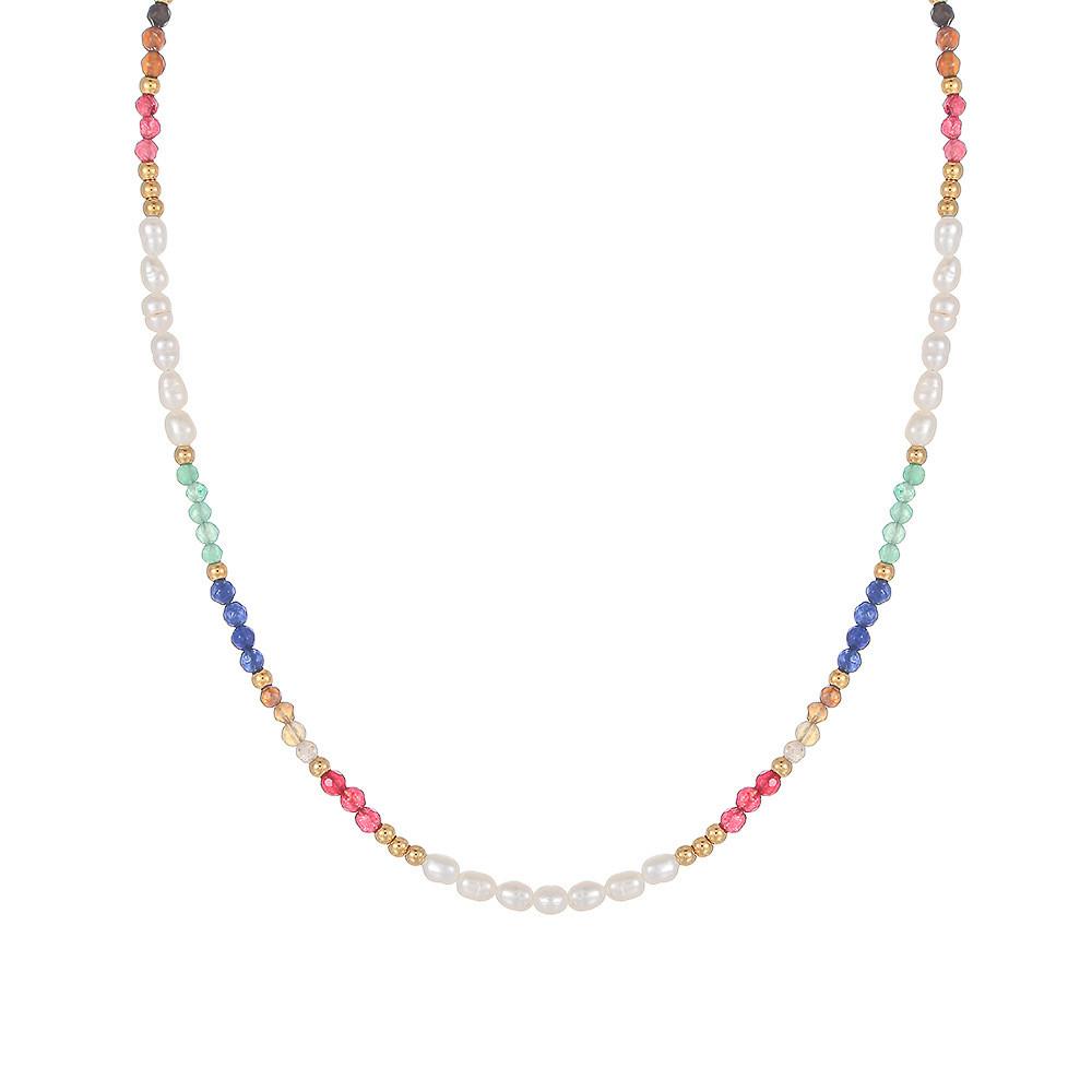 Minimalist Stainless Steel Geometric Pearl Necklace For Women Fashion Jewelry