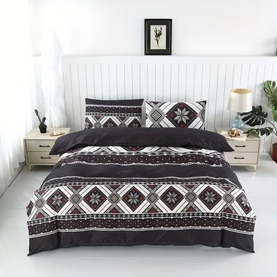 3-teiliges Polyester Bedrucktes Weiches Beige-Freundliches Modisches Elegantes Bettbezug-Set, Ein Bettbezug plus zwei Kissenbezüge, Geeignet