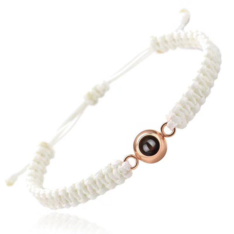 

Индивидуальный плетеный браслет из нержавеющей стали со словами Я люблю тебя на 100 языках и фотографией