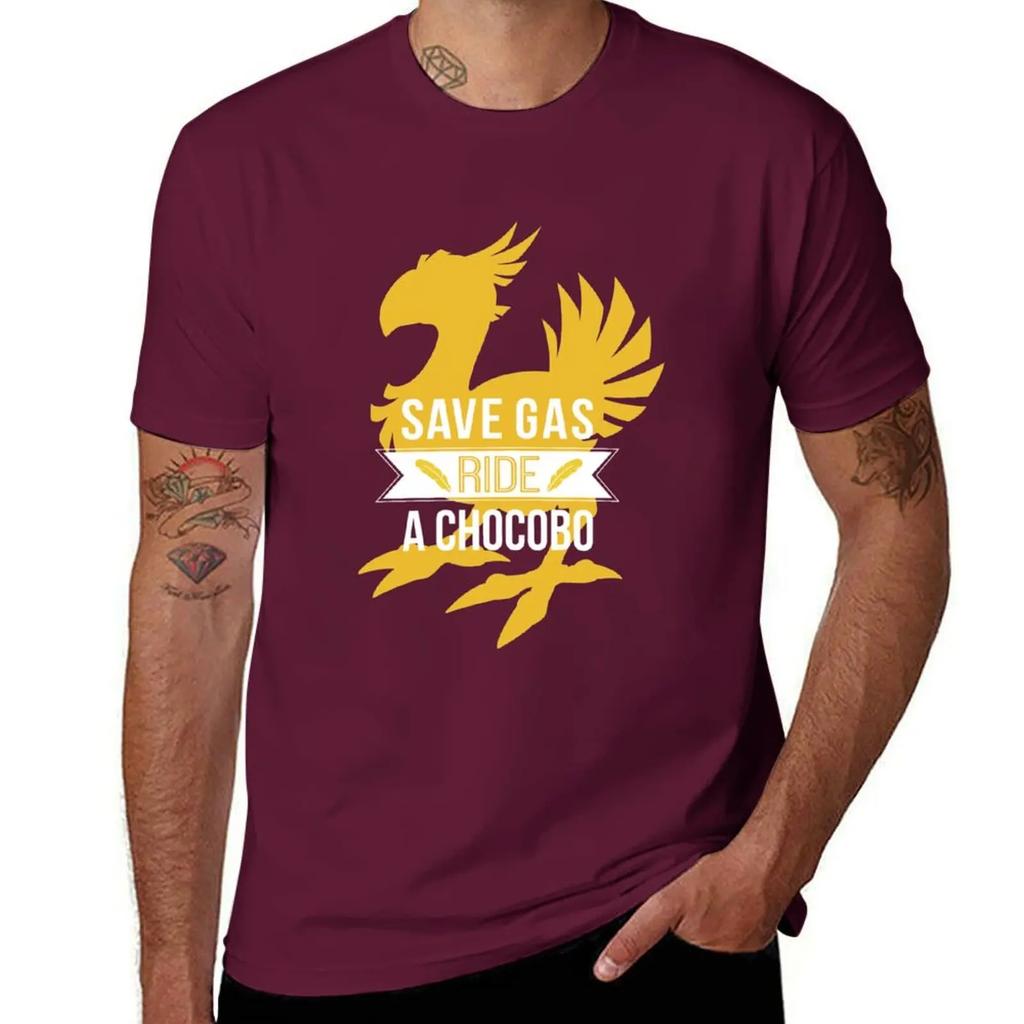 Save Gas Ride A Chocobo T-Shirt cute clothes vintage anime shirt aesthetic clothes hippie clothes outfits for men