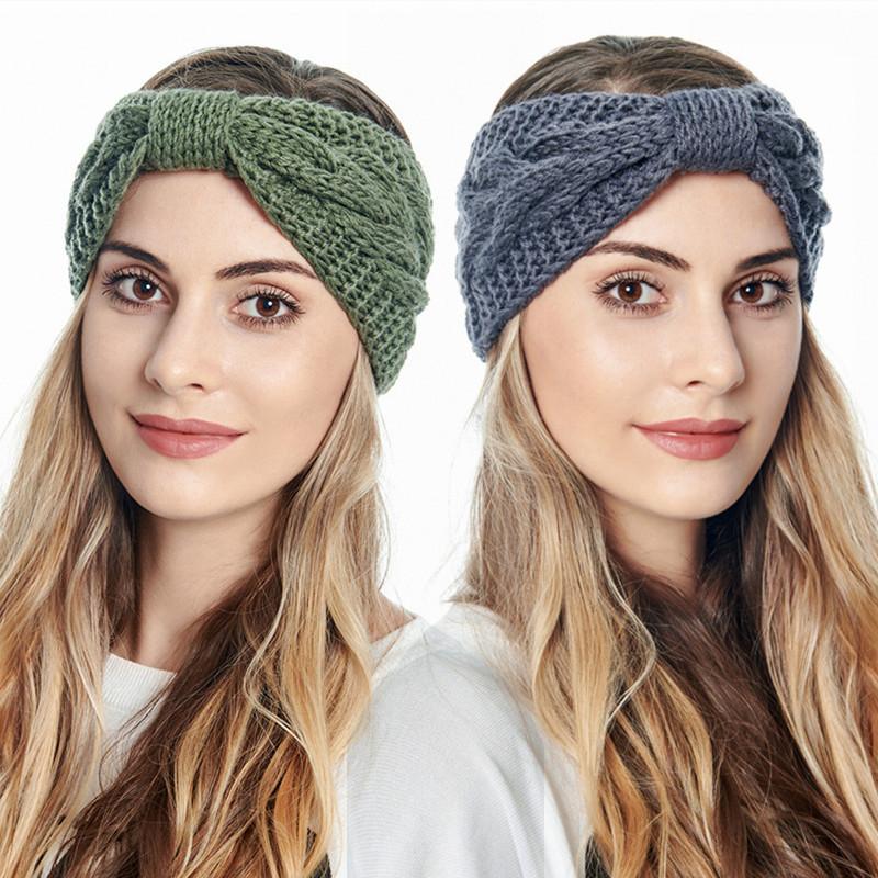 Dámska pletená čelenka do vlasov Uzol Háčkovanie Zimné náušník Twist Vlnené čelenky Pokrývka hlavy Turban Obväz na hlavu Bandáž do vlasov Doplnky do vlasov