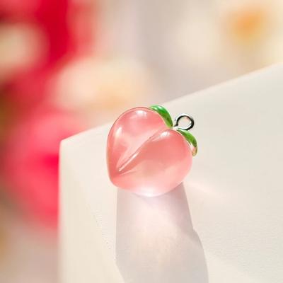 10pcs New 3D Peach Flat Resin Charms Pendant Transparent DIY Fruit Pendants Earrings Necklace Links Hanging Ornaments Women's