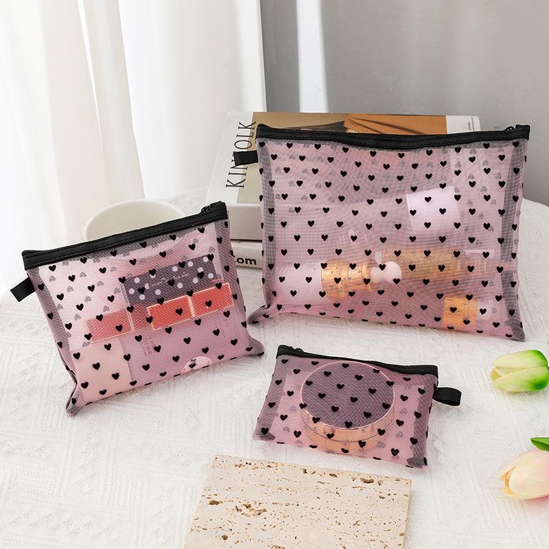 

Mesh Makeup Bag 3pcs Lipstick Touch Up Card Bag Portable Makeup Bag Korean Version Large Capacity Makeup Brush Storage Bag