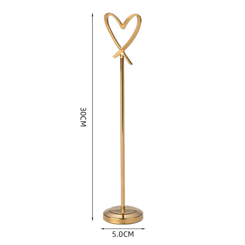 Heart-Shaped Stainless Steel Table Card Holder for Weddings, Restaurants, or Banquets.