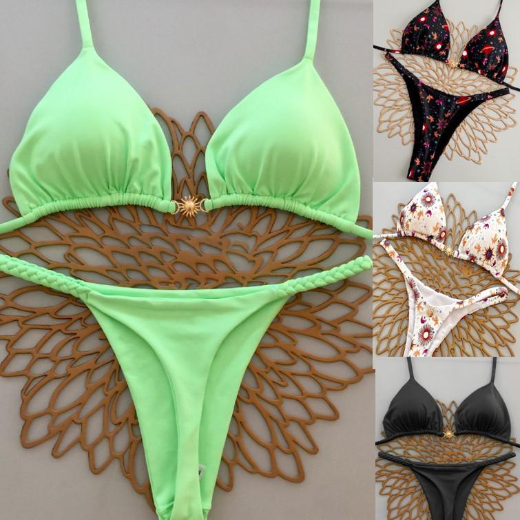 2025 Europejski i Amerykański Styl Seksowny Brazylijski Zestaw Bikini - Dwuczęściowy Kostium Kąpielowy Plażowy