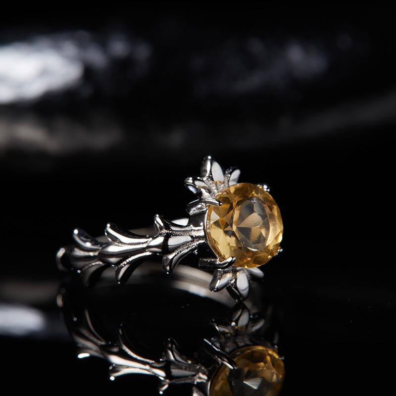 Original Design Does Not Fade Niche High Sense S925 Sterling Silver 18K Natural Citrine Lucky Treasure Ring Women
