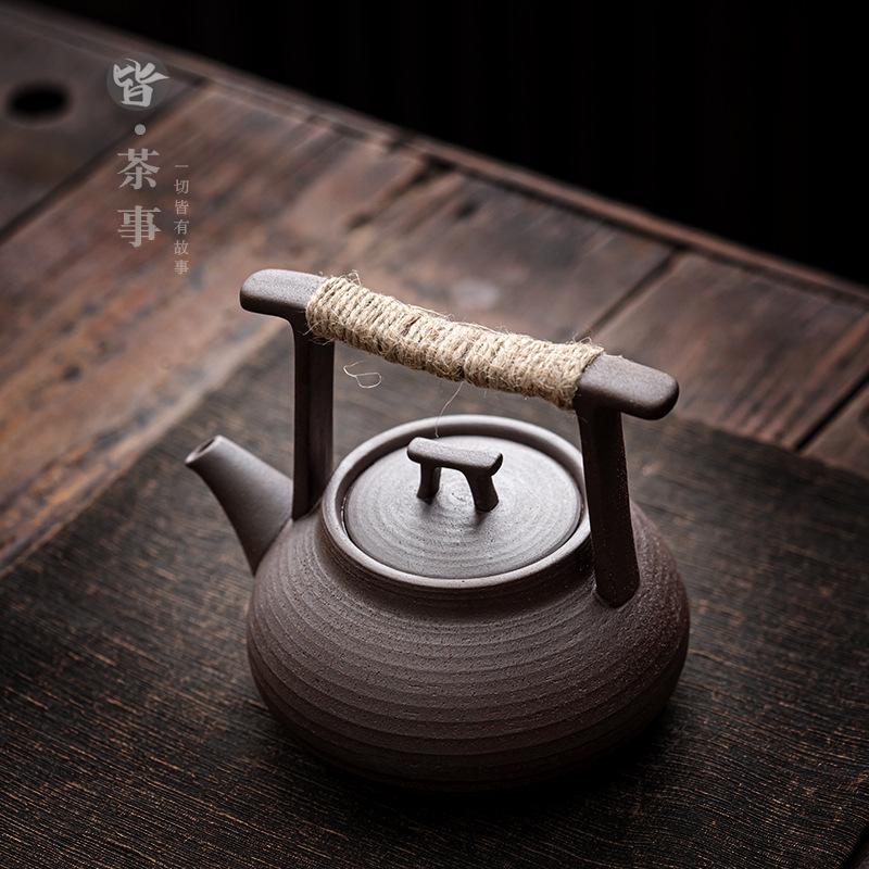 Coarse Pottery Tiliang Teapot Retro Stove Boiling Pot Kung Fu Brewing Teapot Chinese Style Home Tea Ceremony Water Kettle