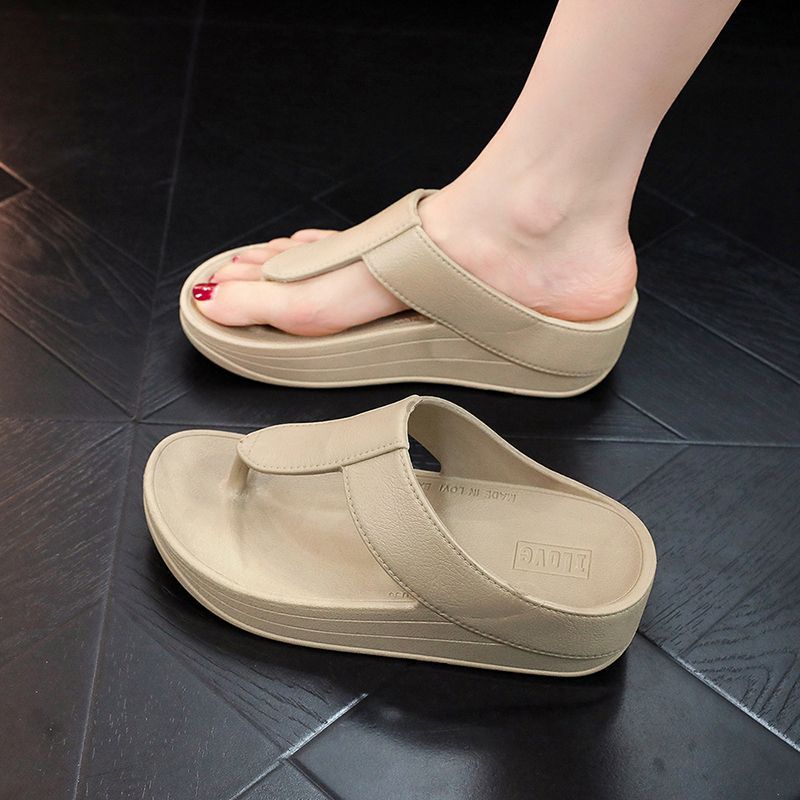 Fashion Women's Slippers and Ladies Sandals Outside Flip Flops Slides Brown Shoes Height 39 Chic Elegant Wholesale Stylish 2024 Trend