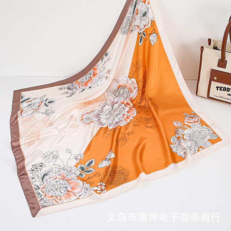 

Атласный шарф в китайском стиле 90 см, большой квадратный шарф, простая имитация шелкового шарфа, шарф-шаль, маленький шарф 90*90