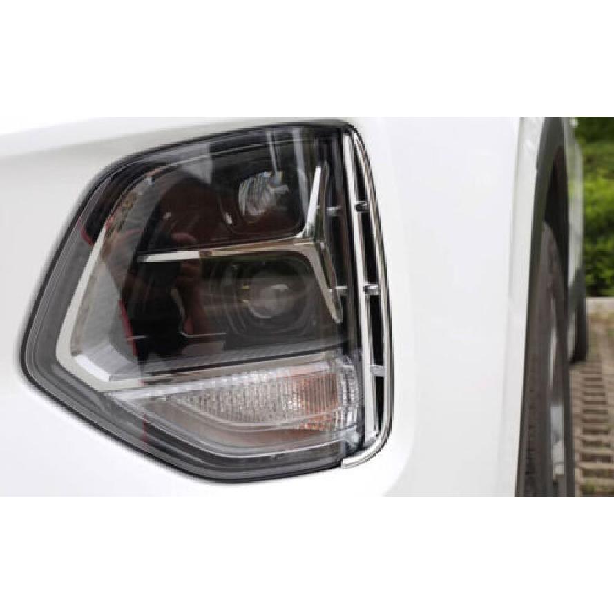 Exterior Front Fog Light Strip Cover For Hyundai Santa Fe 19- Chrome Silver