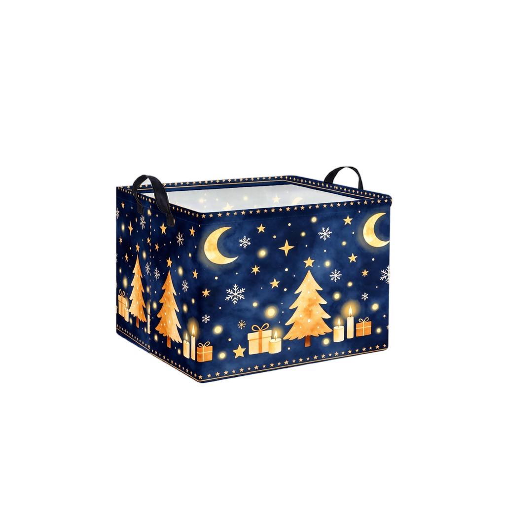 Christmas Square Foldable Storage Basket for Home Organization and Holiday Storage