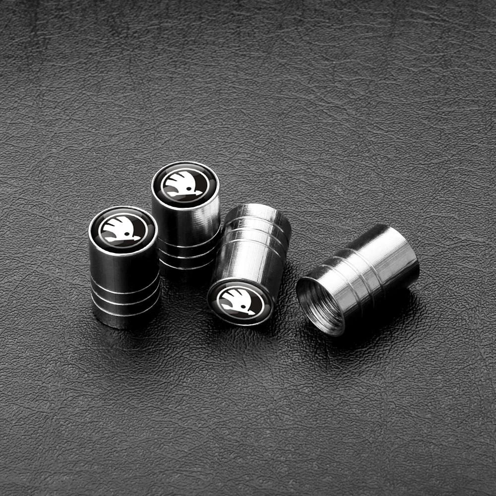 2025 New 4pcs Metal Car Wheel Tire Valve Caps Stem Case Covers Accessories For Skoda S Kodiaq Octavia 2 3 Yeti Karoq Rapid Fabia