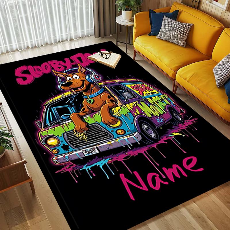 Custom Name Dog Artwork Living Room Non-Slip Area Rug Soft Carpet for Bedroom Kids Playroom Sofa Office Home Decor Doormat