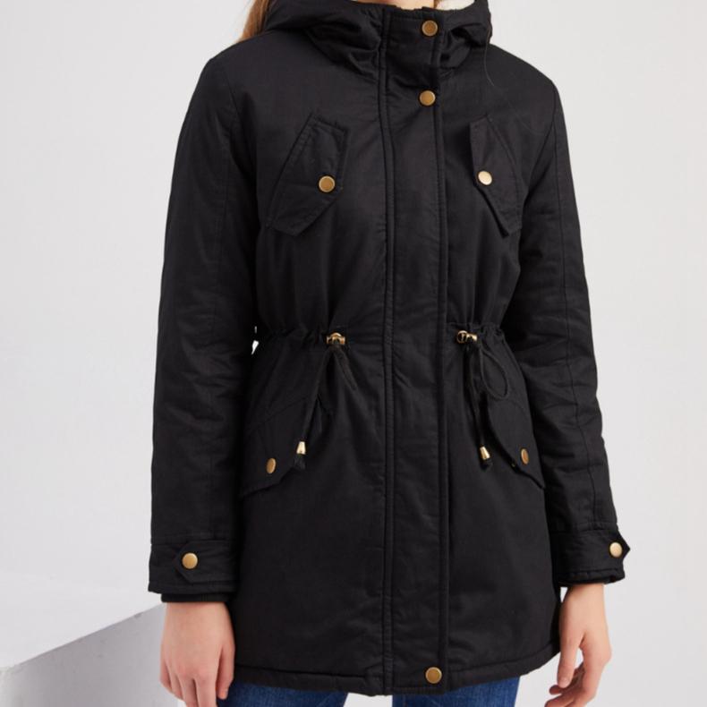 Cotton Jacket Women's Solid Color Hoodie Overcomes Winter Warmth Coat Thick Cotton Coat with Velvet Cotton Coat