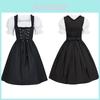 Traje Dirndl Bávaro Vintage com Cintura Elástica e Mangas Bufantes para Ocasiões Festivas