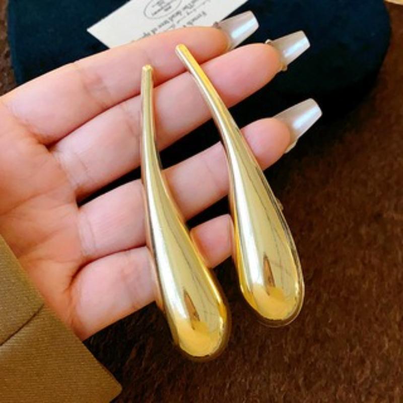 European and American Long Water Droplet Shaped Pendant Earrings, Women's Daily Simple Design Accessories Jewelry