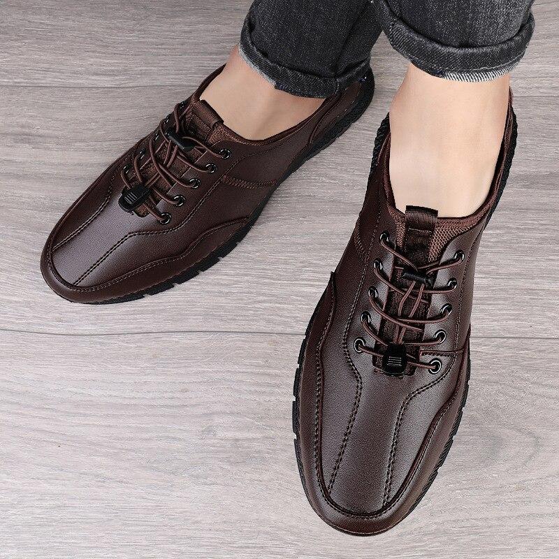 Men's Sneakers Genuine Leather Flat Shoes Fashion Handmade Sewing Shoes Men Plush Shoes Moisture Proof Outdoor Casual Shoes Men Footwear