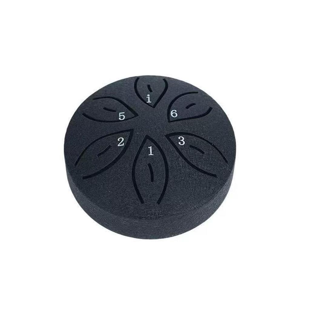 3-inch Mini Sky Spirit Drum (6-note Scale) Portable Children's Musical Instrument Toy, Handcrafted by Artisans (Black)