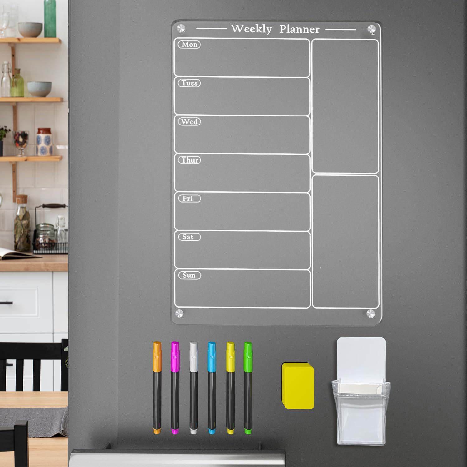 Acrylic Magnetic Dry Erase Calendar & Weekly Meal Planner Sticker