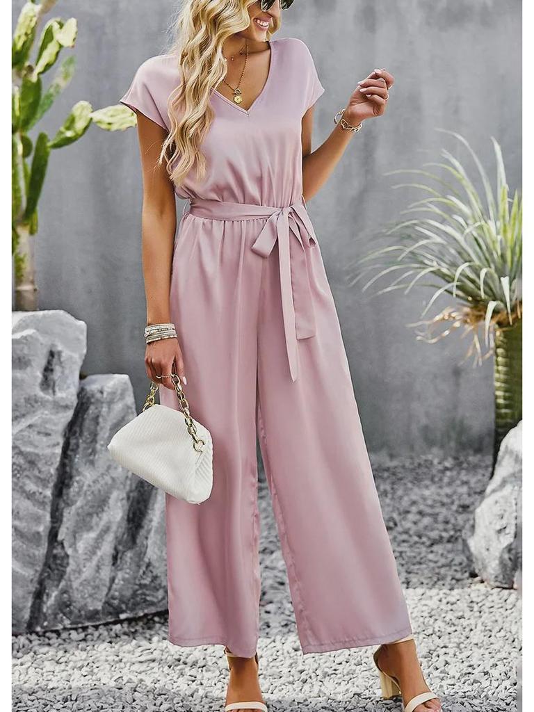 Mono de mujer Diyun estilo europeo y americano de color sólido - Verano 2023 Pantalones sueltos de pernera ancha