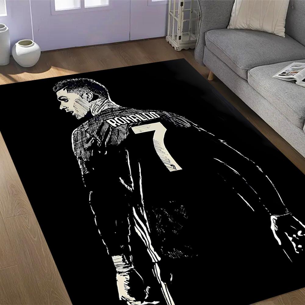 Ronaldo's Legendarische Nummer 7 Thema Anti-Slip Vloerkleden - Polyester Woondecoratie, Geschikt voor Slaapkamers, Woonkamers, Entrees, Studio's en Decoraties